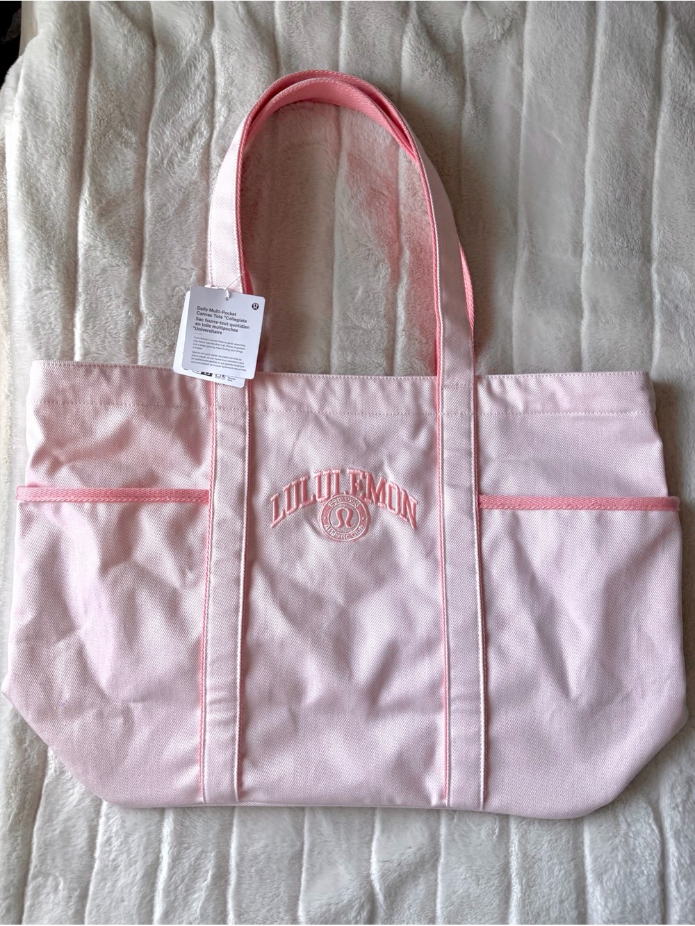 RARE Lululemon Daily Multi Pocket Canvas Tote 20L Collegiate Pink Pearl NWT - Picture 1 of 10